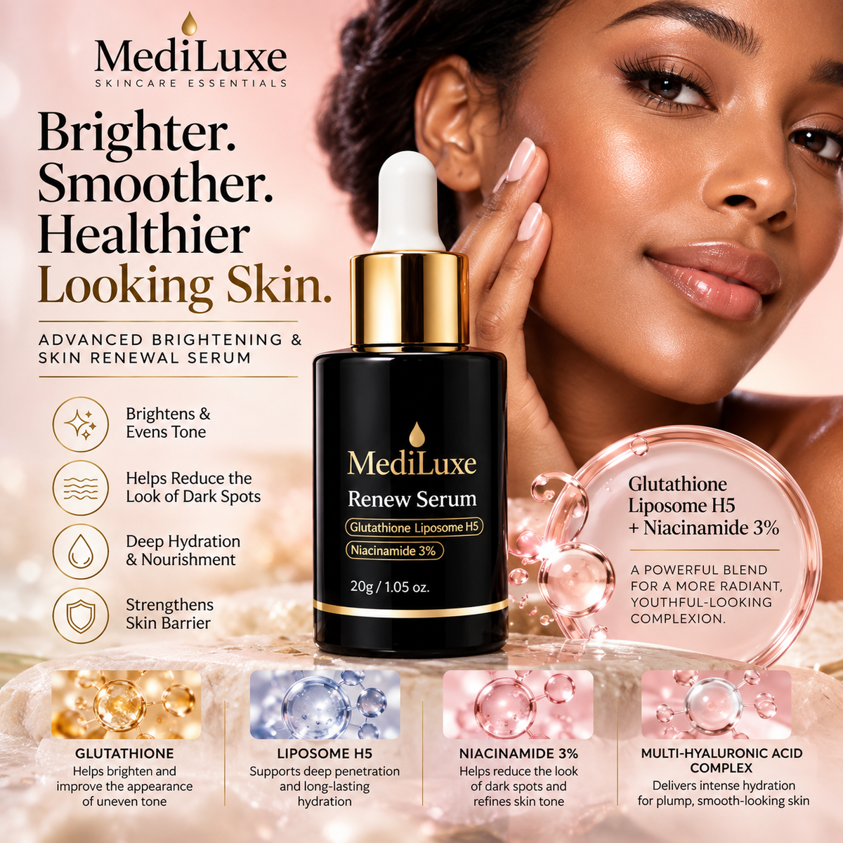 MediLuxe Renew Serum for Hydrated, Smooth-Looking Skin
