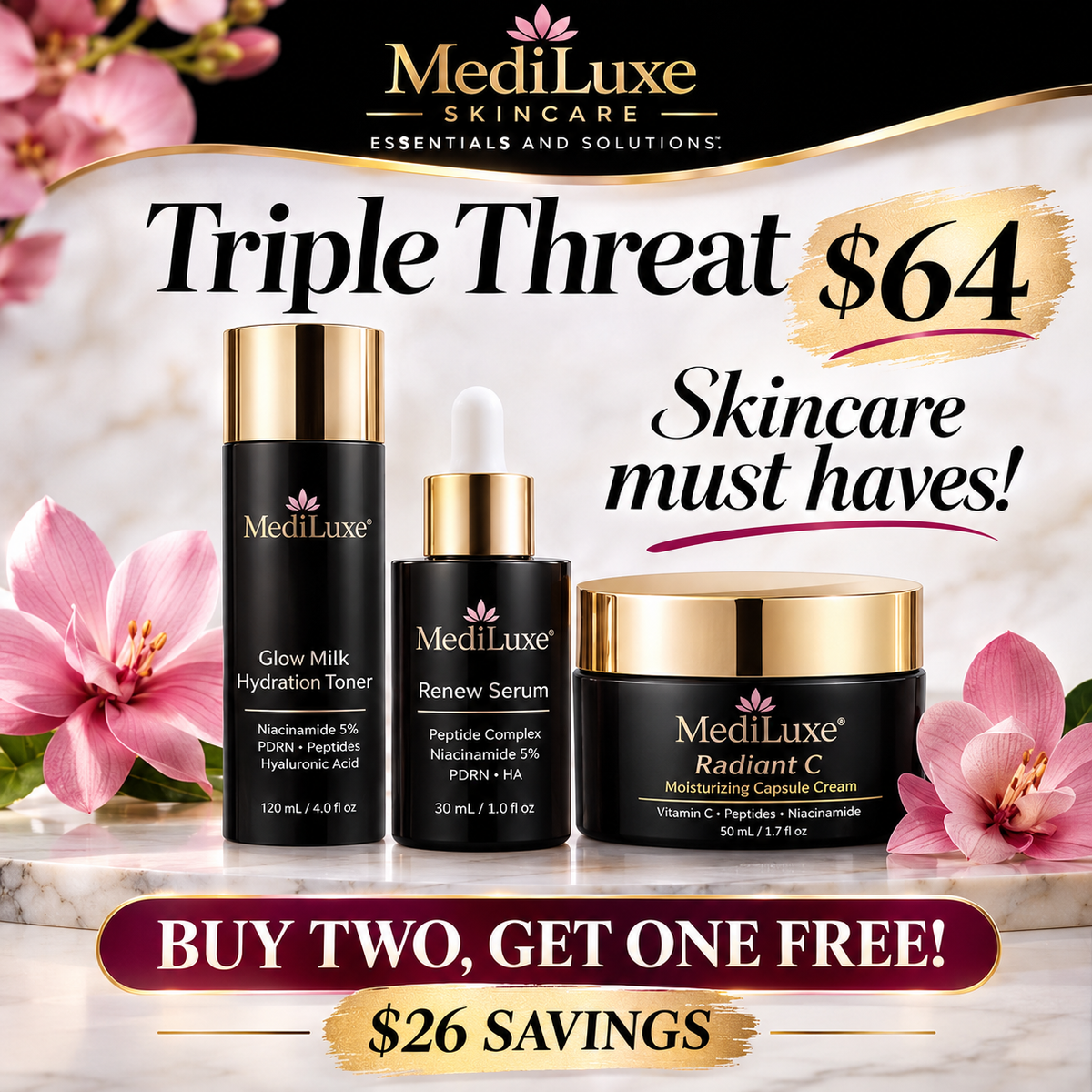 Triple Threat Bundle | MediLuxe Skincare Collection