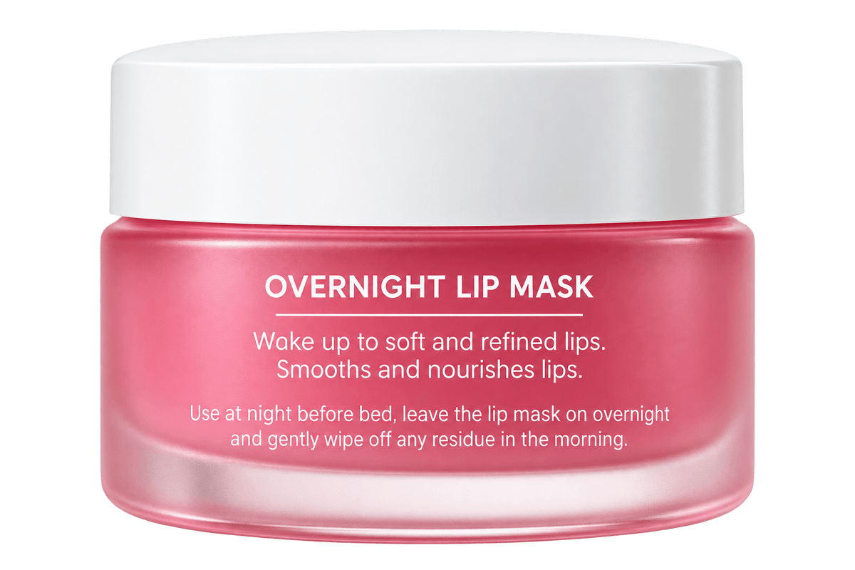 MediLuxe Overnight Lip Mask in a jar, designed for nourishing and hydrating lips overnight.